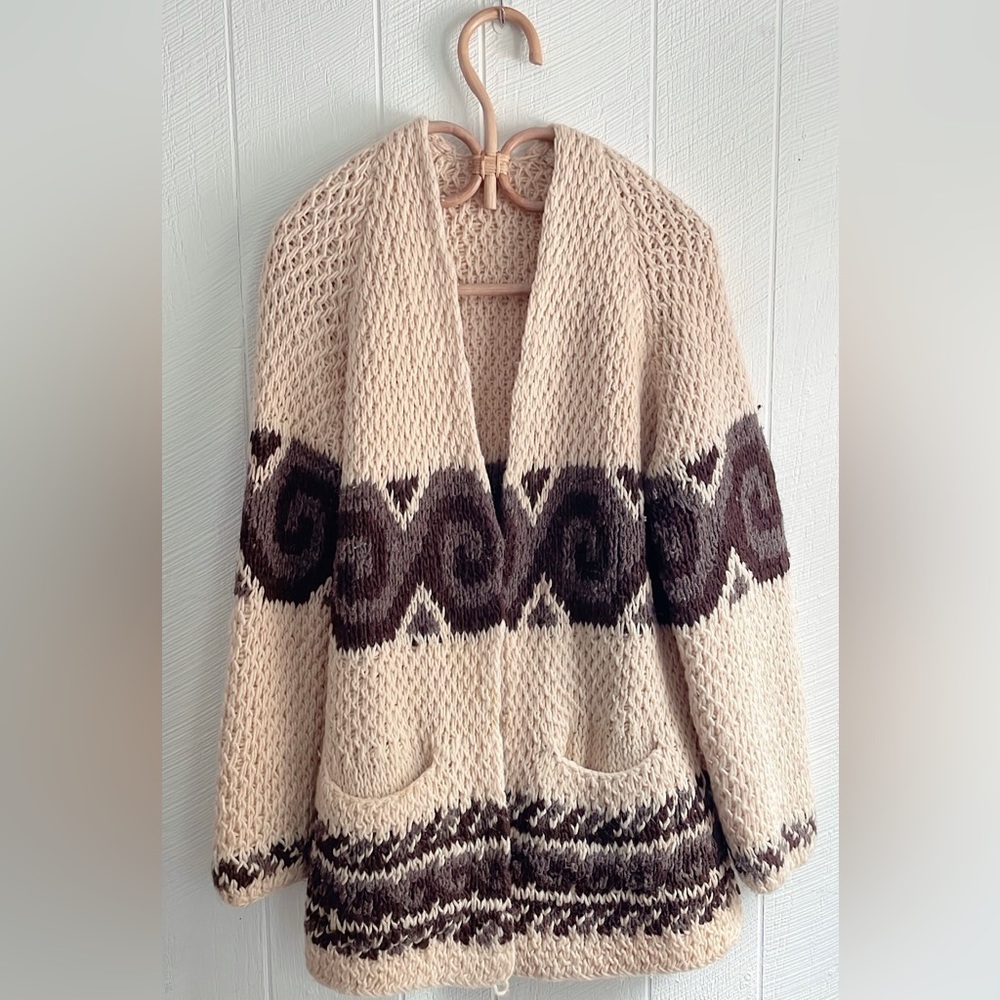 SOLD Vintage handmade wool open front sweater